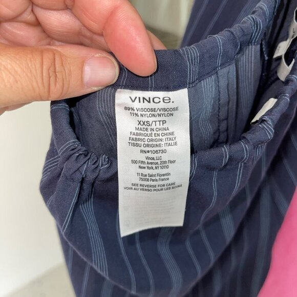 Vince Womens Culottes Pants Size XXS Blue Variegated Stripe High Waist Wide Leg - Picture 8 of 10